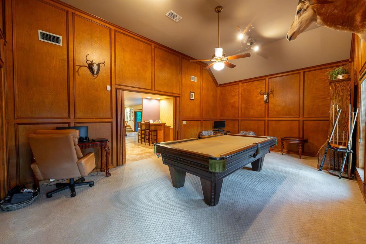 Billiard Table, Game Room, Interior, Wooden Walls