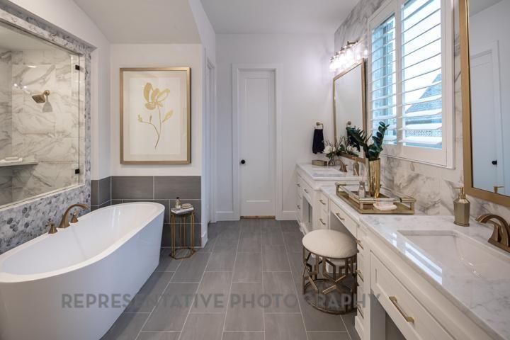 Bathroom, Dual Sink Vanities, Free Standing Baths, Interior, Marble Walls