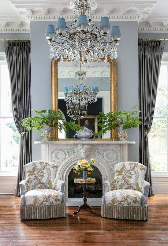 Chandelier, Fireplace, Interior, Wood Texture Flooring