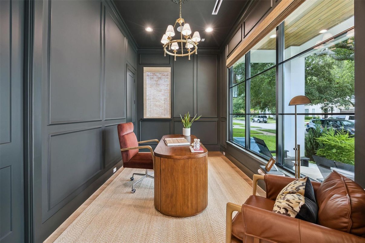 Chandelier, Home Office, Interior, Recessed Lighting
