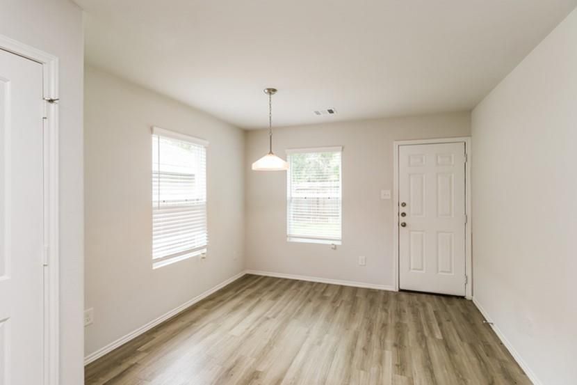 Empty room, Interior, Pendant Lights, Wood Texture Flooring