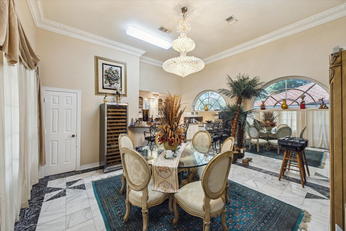 Chandelier, Dining room, Interior, Marble