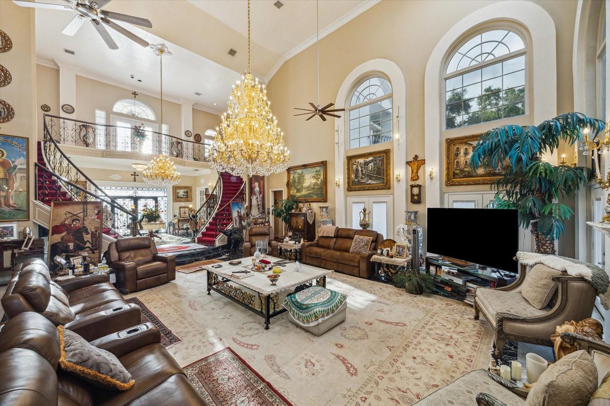 Chandelier, Interior, Living room, Recessed Lighting