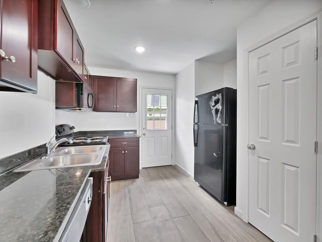 Interior, Kitchen, Recessed Lighting, Wood Texture Flooring
