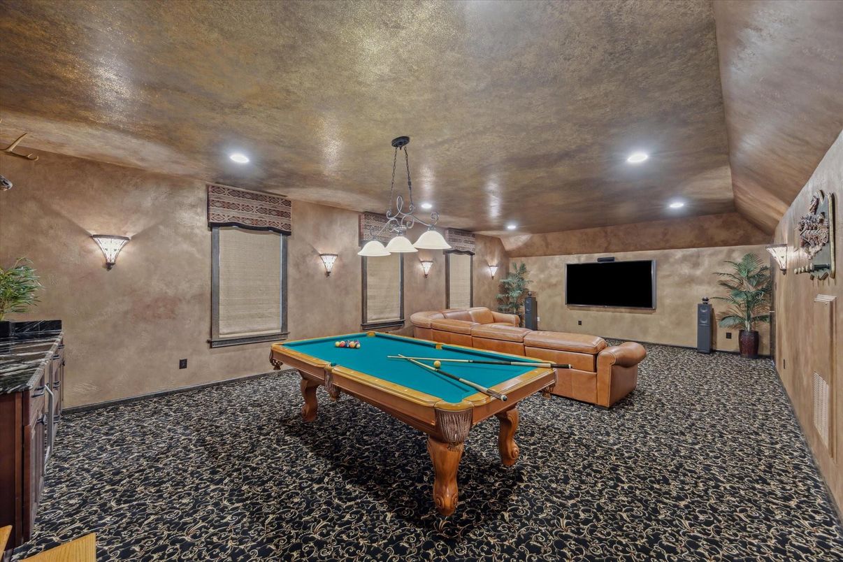 Billiard Table, Game Room, Interior, Pendant Lights, Recessed Lighting