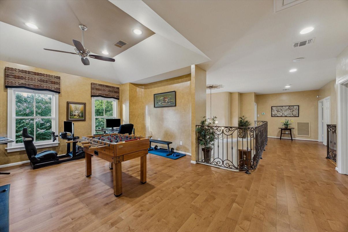 Game Room, Interior, Recessed Lighting, Wood Texture Flooring