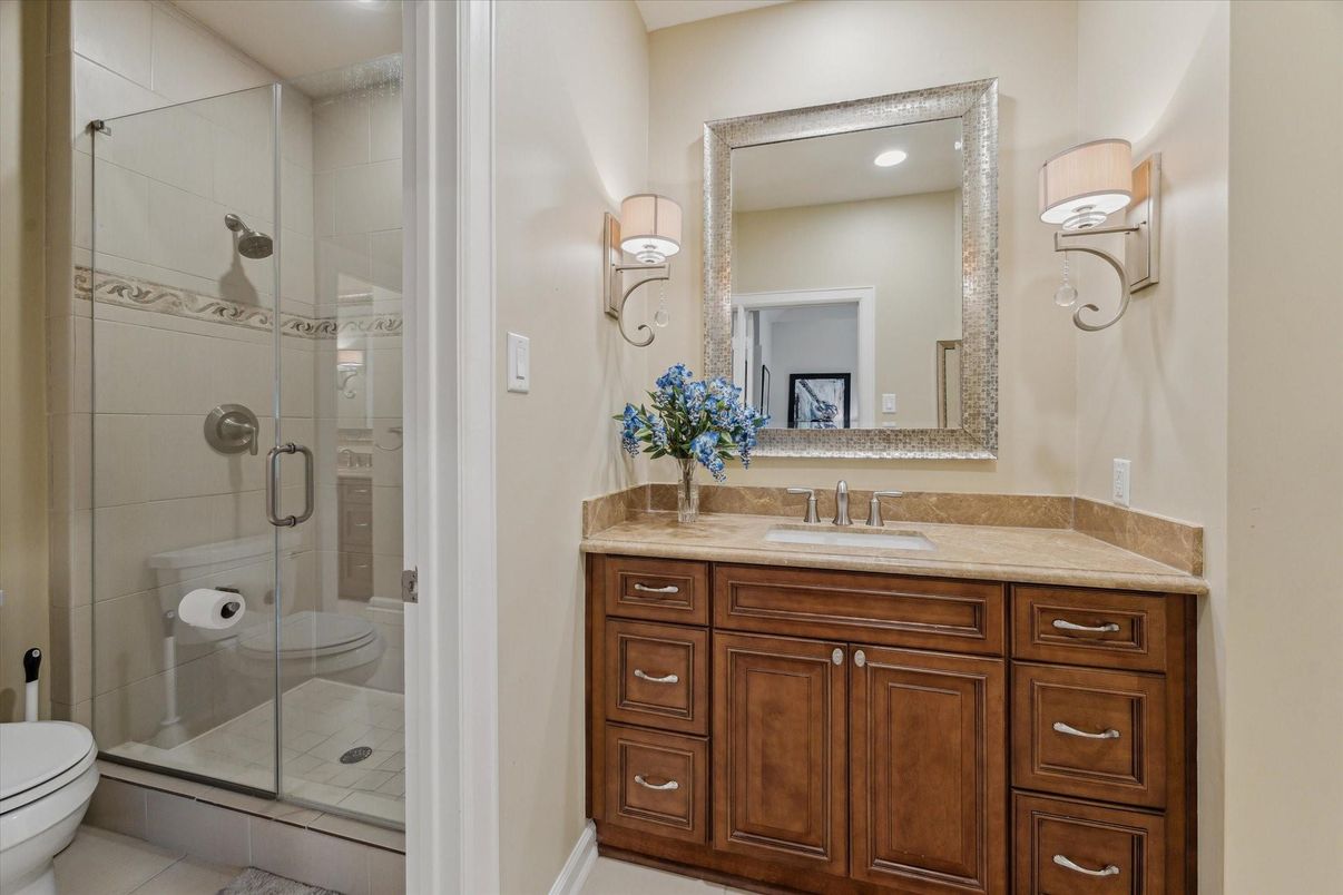 Bathroom, Glass Shower, Interior, Recessed Lighting