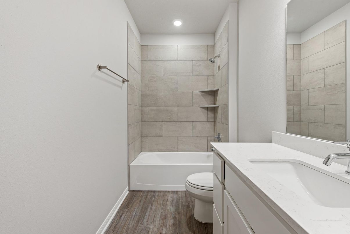 Bathroom, Interior, Recessed Lighting, Wood Texture Flooring