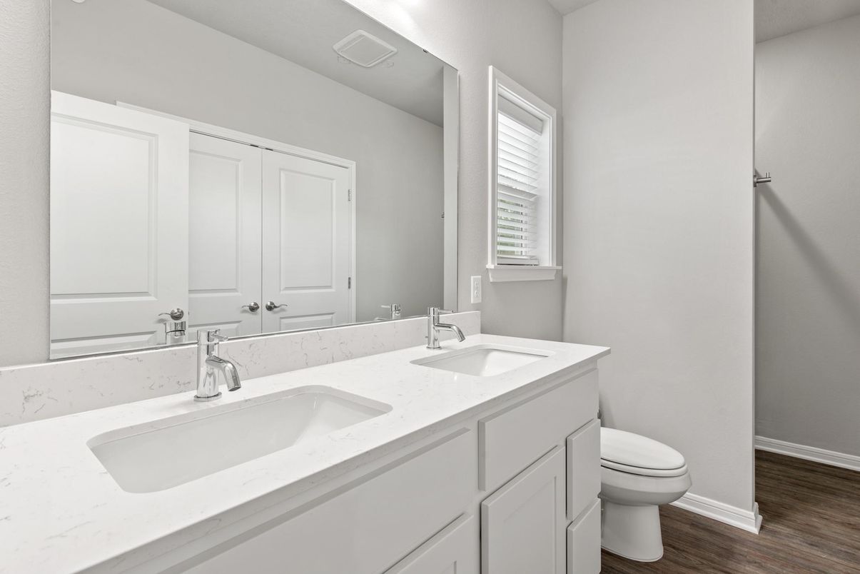 Bathroom, Dual Sink Vanities, Interior, Wood Texture Flooring