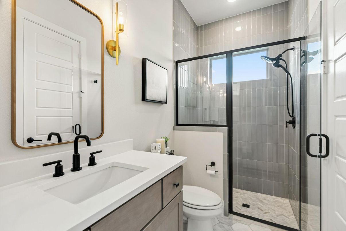 Bathroom, Glass Shower, Interior, Recessed Lighting