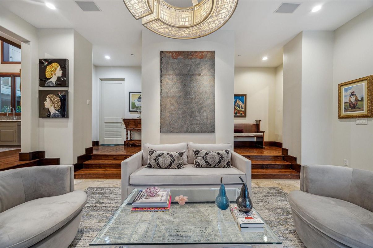 Interior, Living room, Recessed Lighting, Wood Texture Flooring