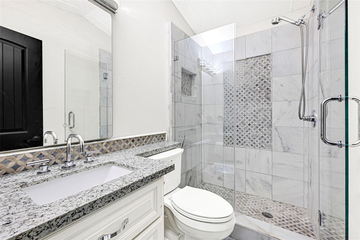 Bathroom, Glass Shower, Interior, Marble Walls