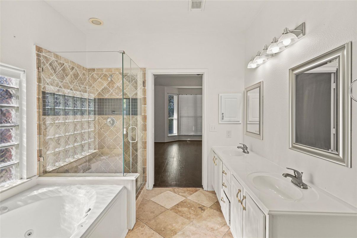 Bathroom, Dual Sink Vanities, Glass Shower, Interior