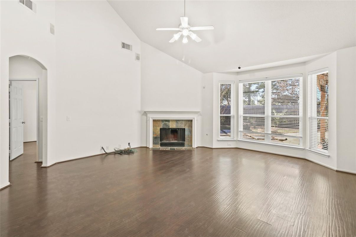 Empty room, Fireplace, Interior, Wood Texture Flooring