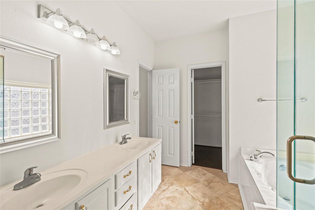 Bathroom, Dual Sink Vanities, Glass Shower, Interior