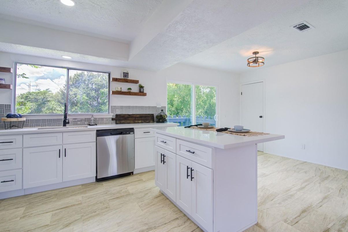 Interior, Kitchen, Recessed Lighting, Wood Texture Flooring