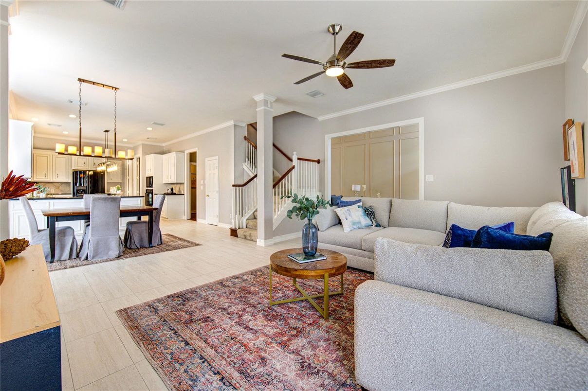 Dining room, Interior, Kitchen, Living room, Pendant Lights, Recessed Lighting