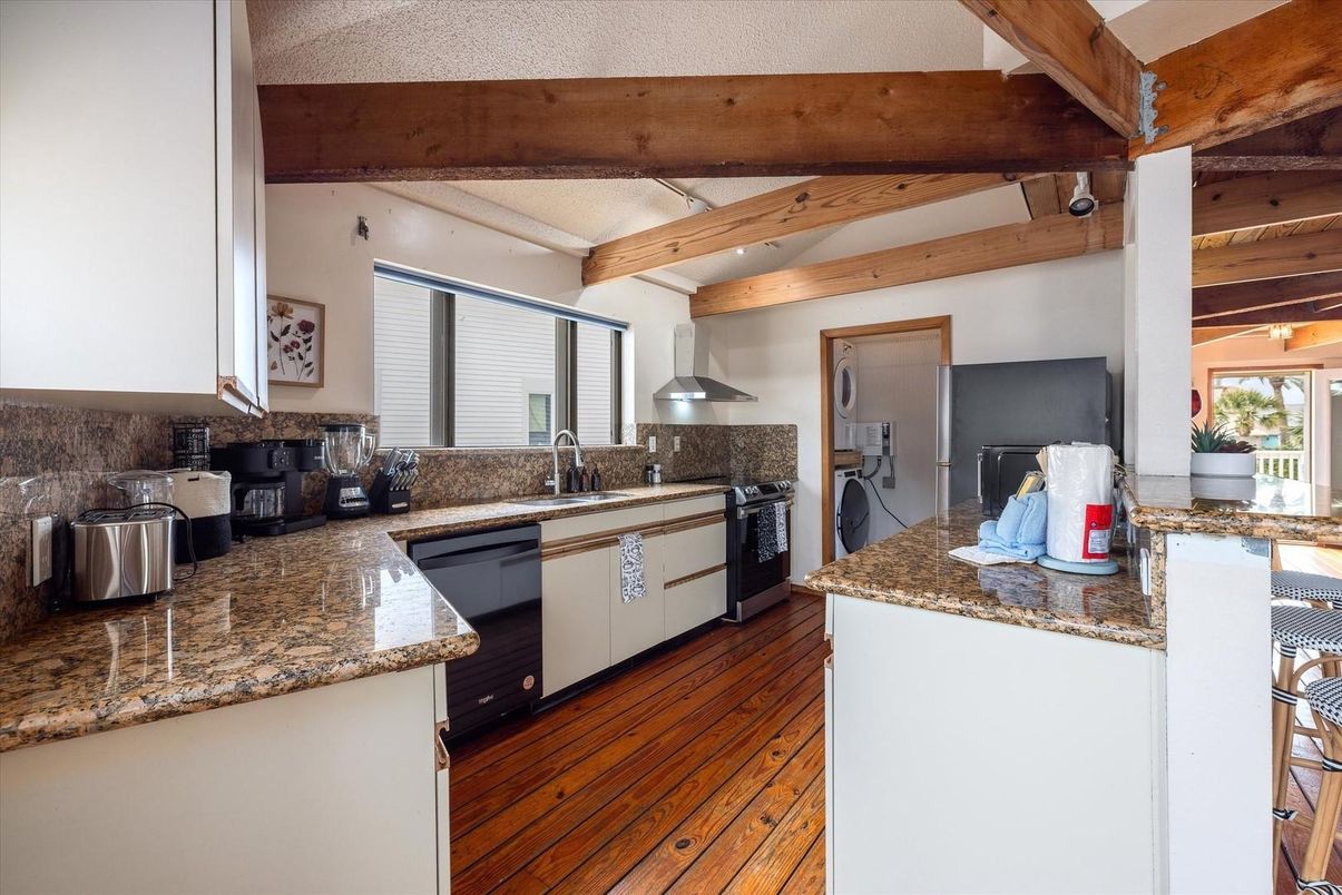 Interior, Kitchen, Stainless Steel Appliances, Wooden Beams, Wooden Ceilings, Wood Texture Flooring
