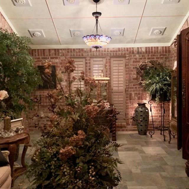 Interior, Pendant Lights, Stone Walls