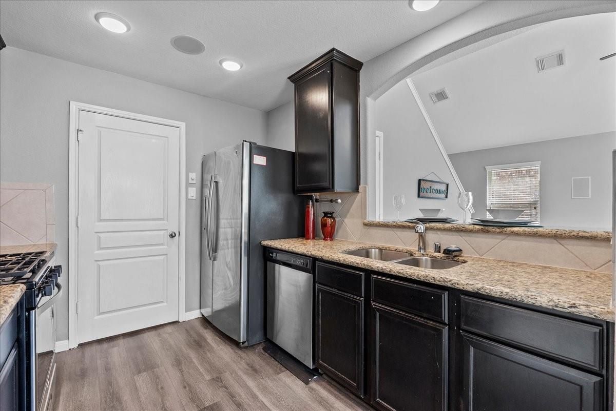 Interior, Kitchen, Recessed Lighting, Wood Texture Flooring