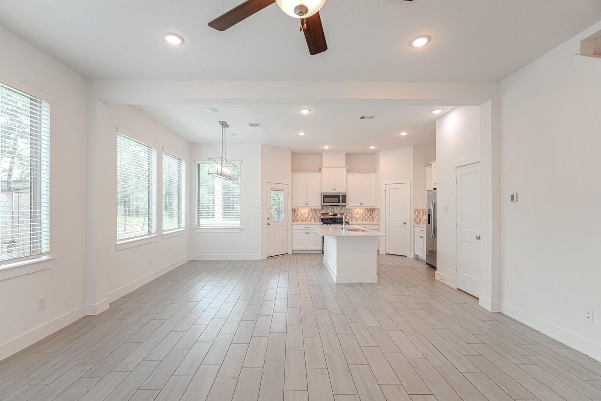 Empty room, Interior, Kitchen, Pendant Lights, Recessed Lighting