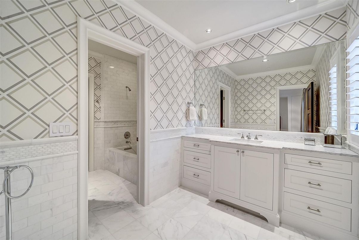 Bathroom, Glass Shower, Interior, Marble, Recessed Lighting