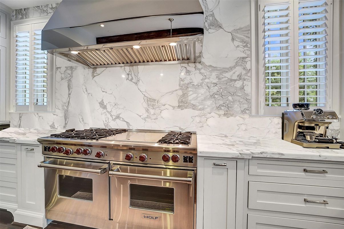 Interior, Kitchen, Marble Walls, Stainless Steel Appliances