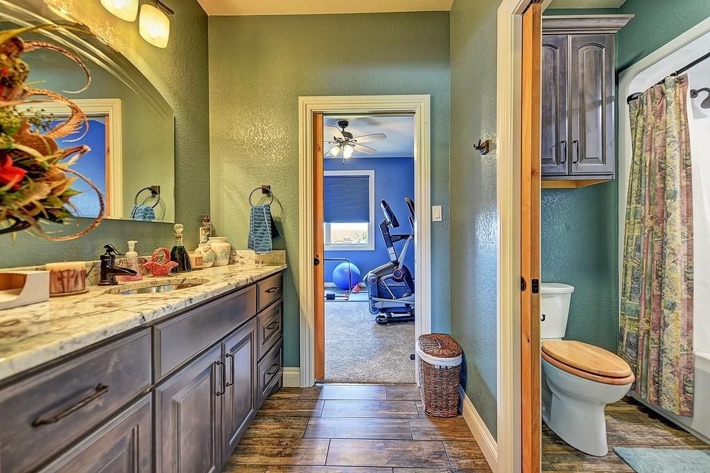 Bathroom, Fitness Equipment, Interior, Wood Texture Flooring