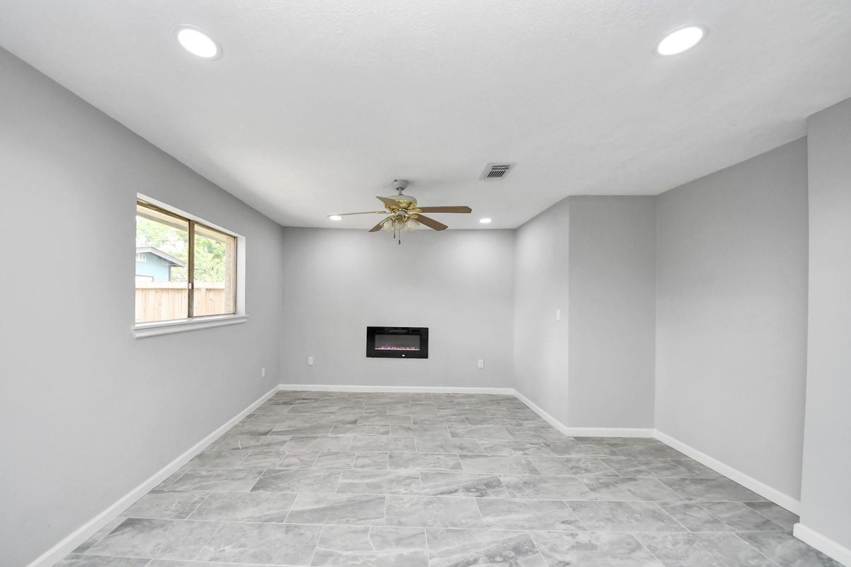 Empty room, Fireplace, Interior, Recessed Lighting