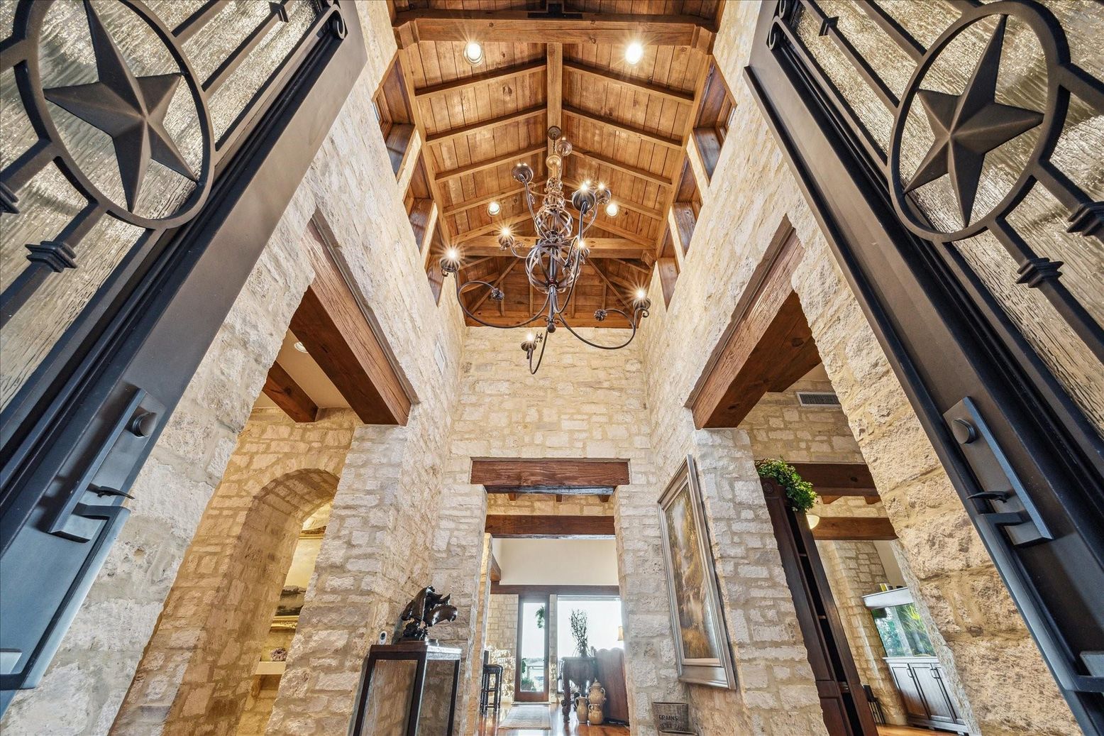 Interior, Stone Walls, Wooden Beams