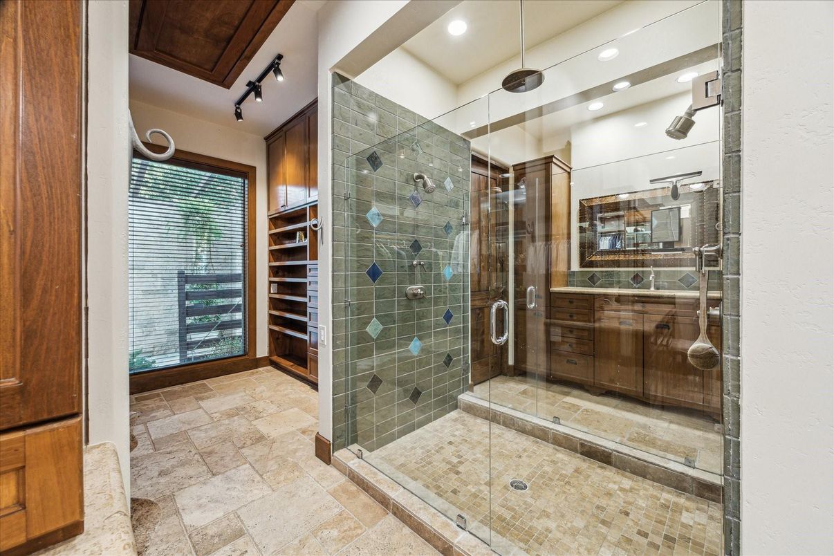 Bathroom, Glass Shower, Interior, Recessed Lighting