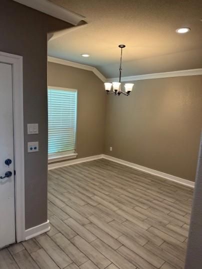 Chandelier, Empty room, Interior, Recessed Lighting, Wood Texture Flooring