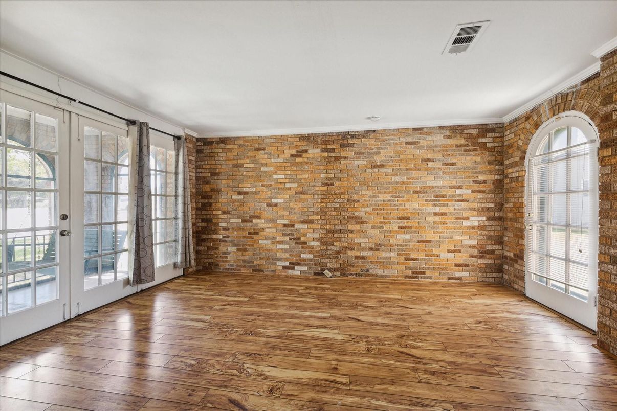 Empty room, Interior, Stone Walls, Wood Texture Flooring