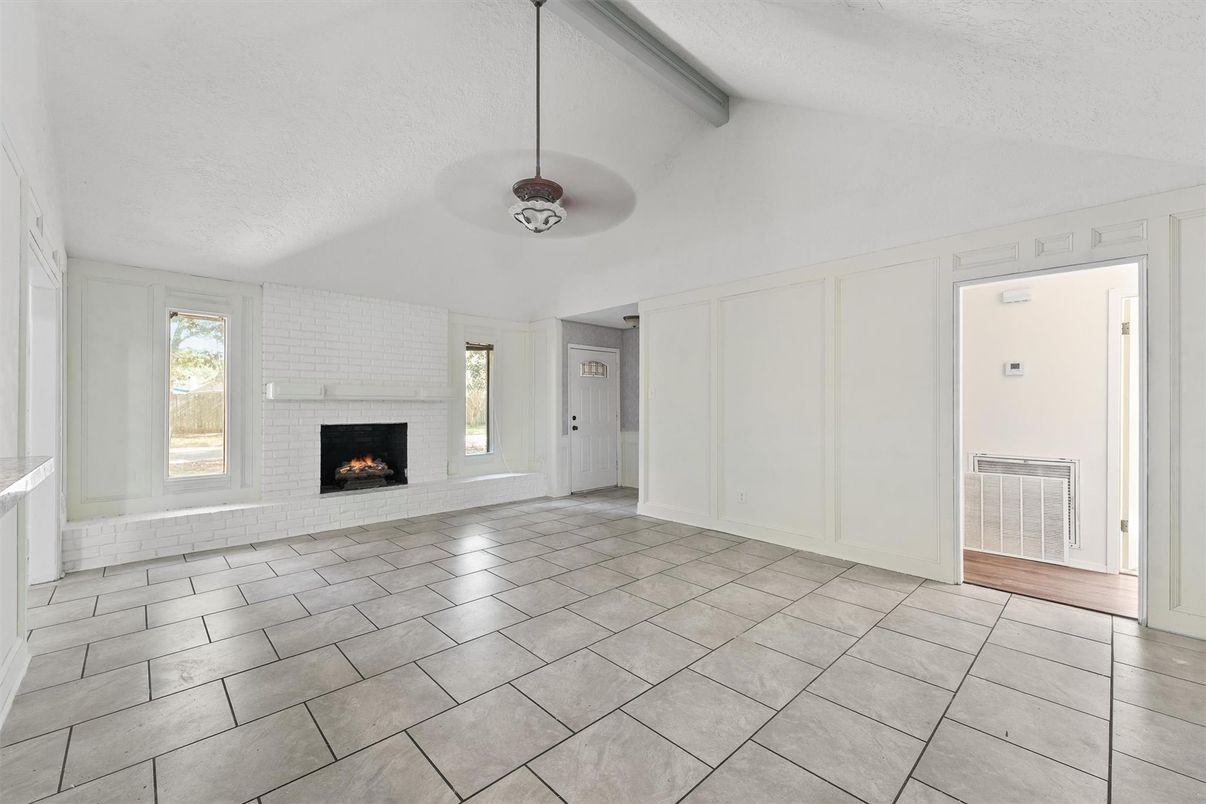 Empty room, Fireplace, Interior, Pendant Lights