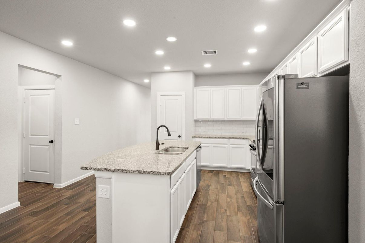 Interior, Kitchen, Recessed Lighting, Wood Texture Flooring