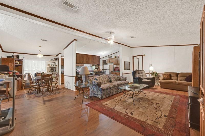 Dining room, Interior, Kitchen, Living room, Pendant Lights, Wood Texture Flooring