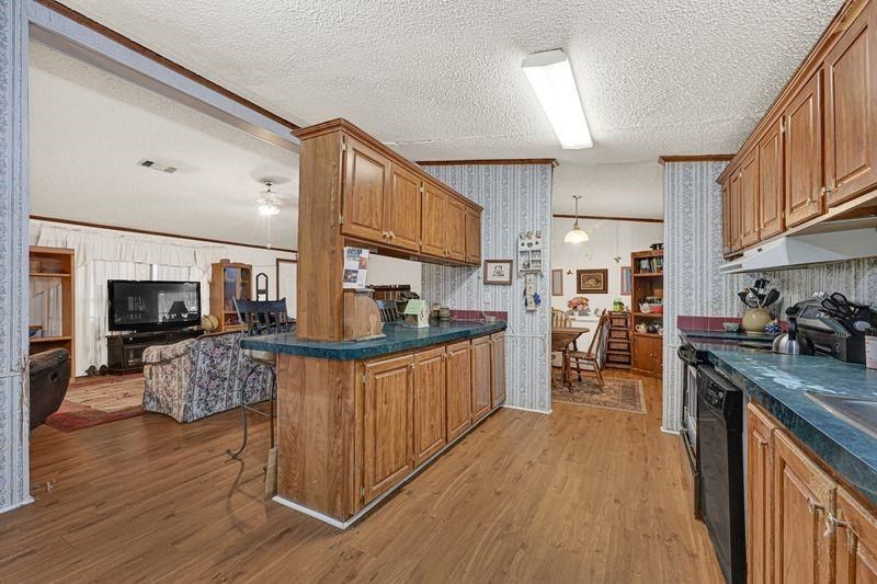 Dining room, Interior, Kitchen, Pendant Lights, Wood Texture Flooring