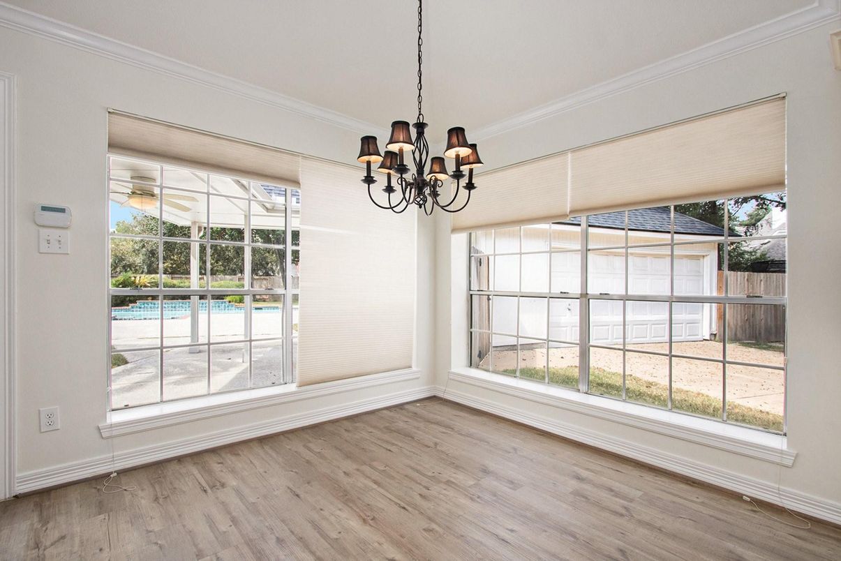 Chandelier, Empty room, Interior, Wood Texture Flooring