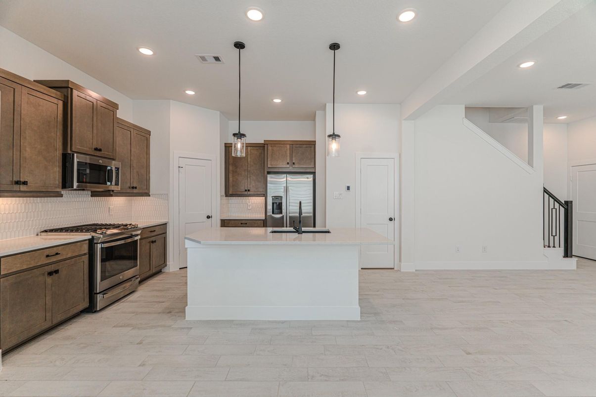 Interior, Kitchen, Pendant Lights, Recessed Lighting, Stainless Steel Appliances