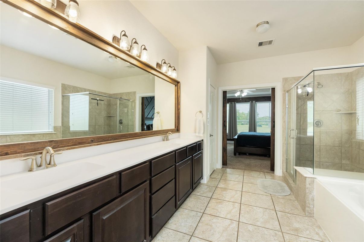 Bathroom, Dual Sink Vanities, Glass Shower, Interior
