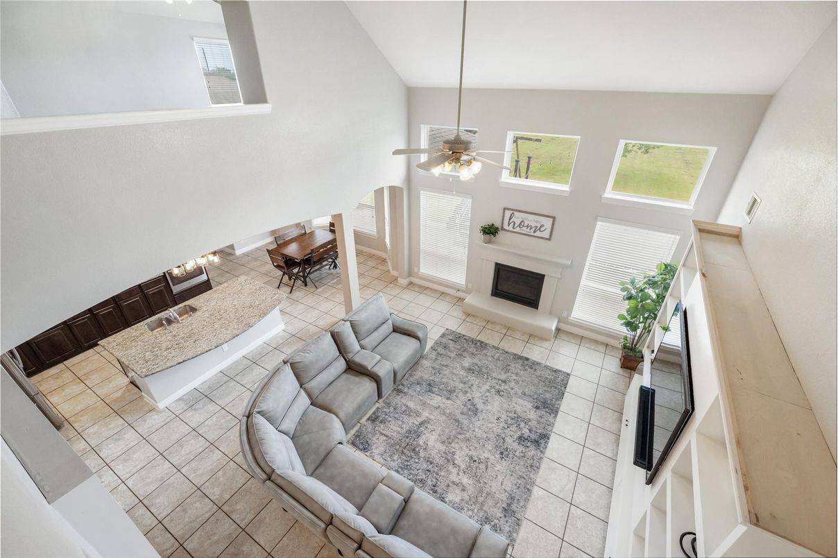 Dining room, Fireplace, Interior, Living room, Pendant Lights