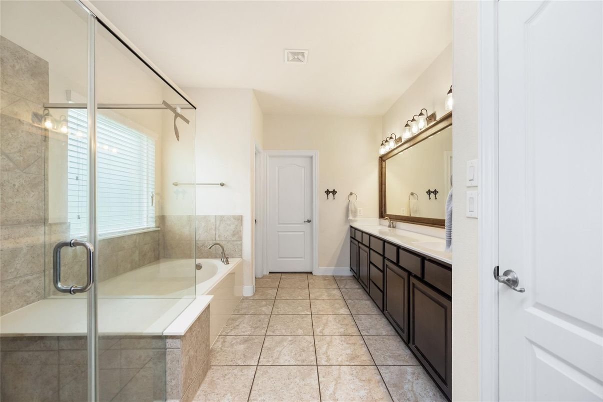 Bathroom, Dual Sink Vanities, Glass Shower, Interior