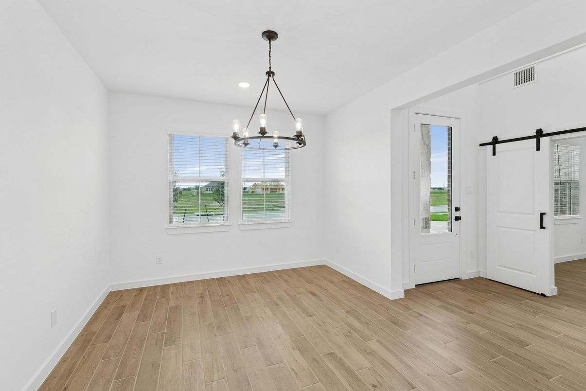 Chandelier, Empty room, Interior, Pendant Lights, Recessed Lighting, Wood Texture Flooring