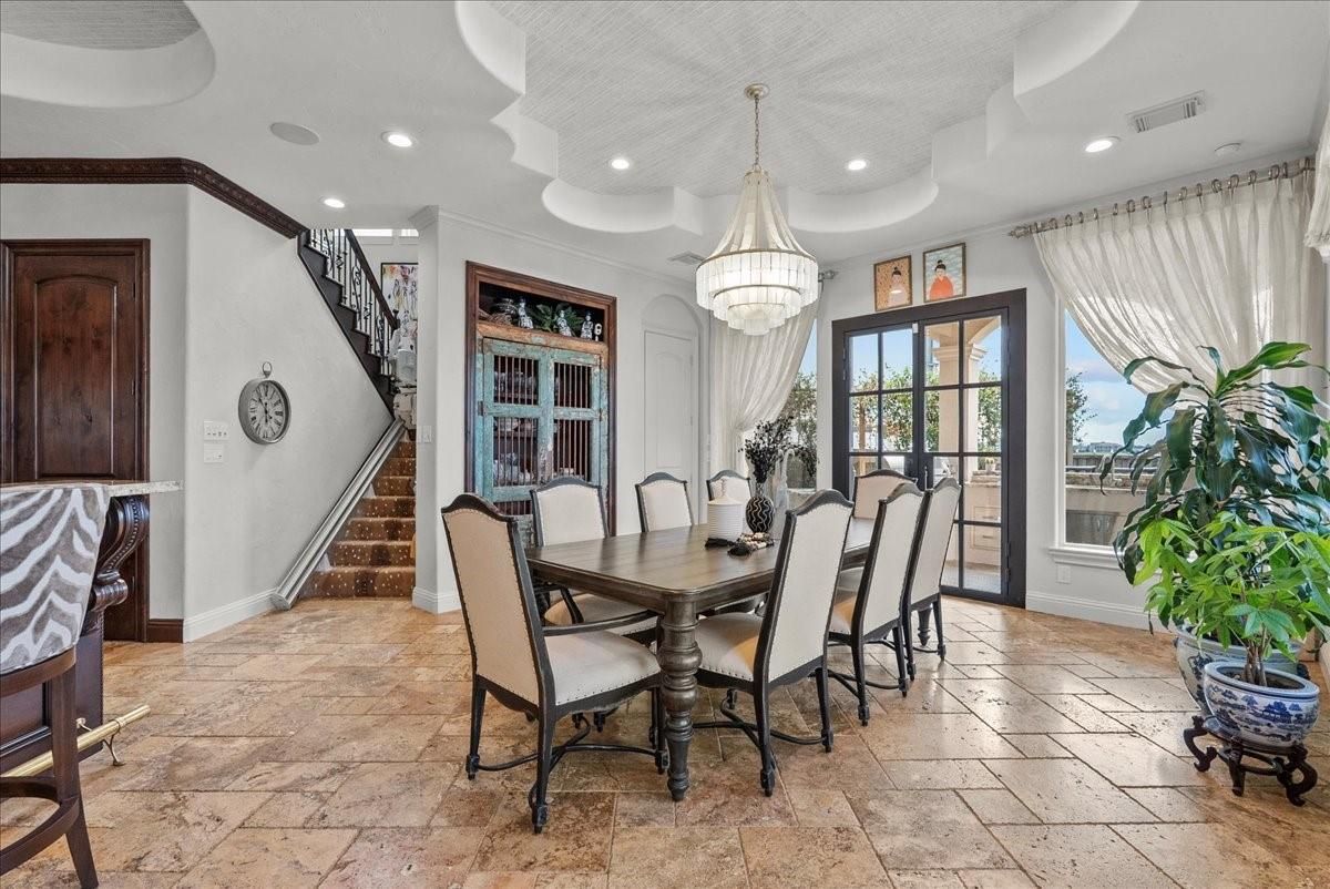 Chandelier, Dining room, Interior, Recessed Lighting