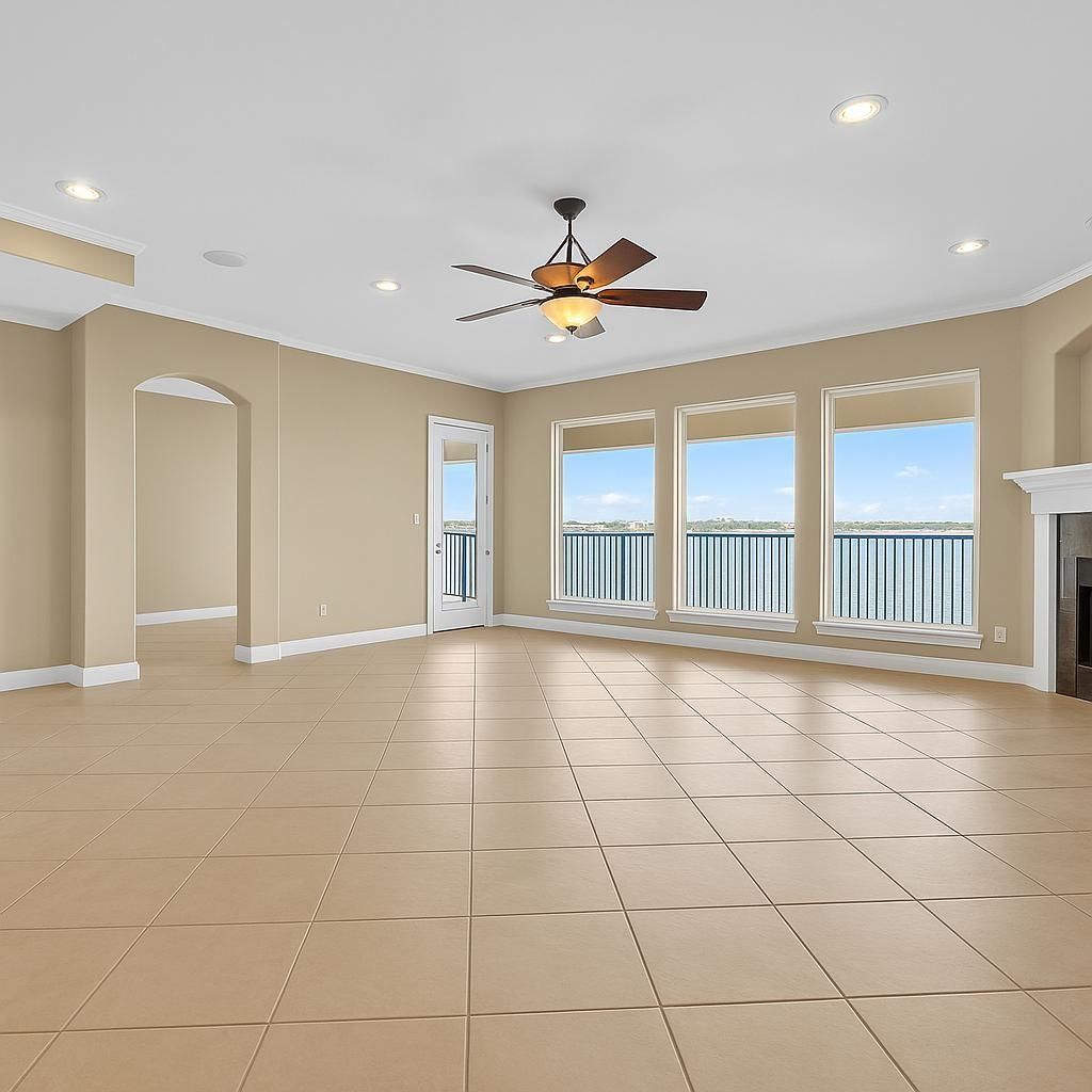 Empty room, Fireplace, Interior, Recessed Lighting