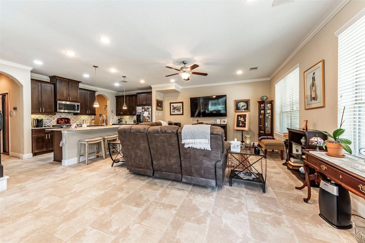 Dining room, Interior, Kitchen, Living room, Pendant Lights, Recessed Lighting