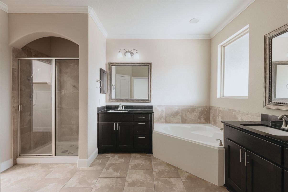 Bathroom, Dual Sink Vanities, Glass Shower, Interior