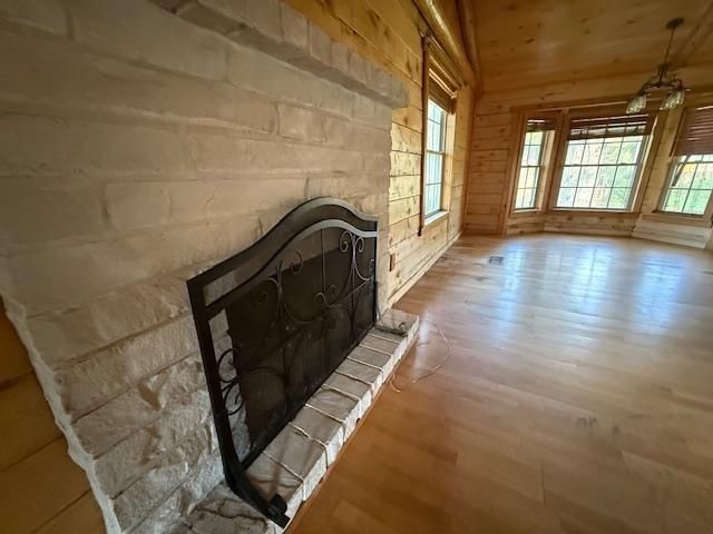 Fireplace, Interior, Stone Walls, Wooden Ceilings, Wood Texture Flooring, Wooden Walls