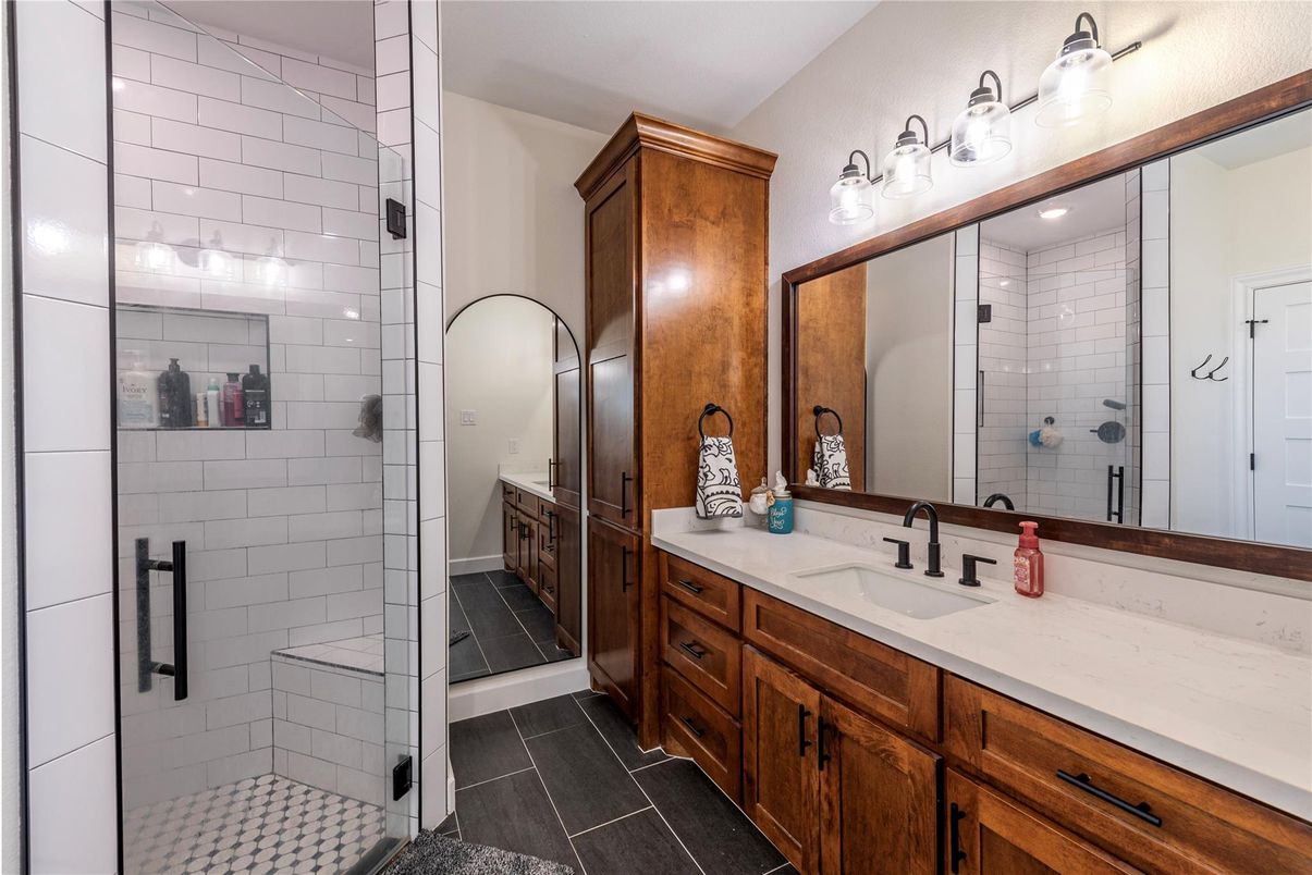 Bathroom, Dual Sink Vanities, Glass Shower, Interior