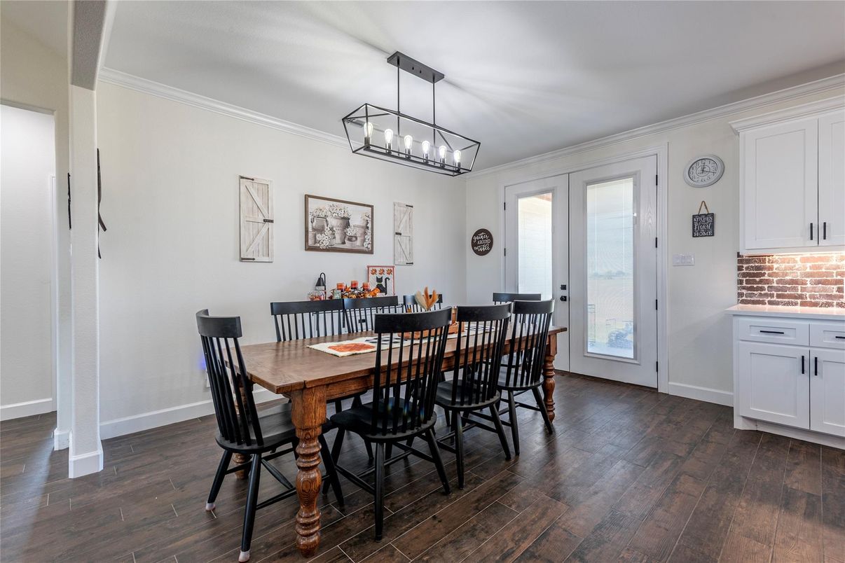 Chandelier, Dining room, Interior, Wood Texture Flooring